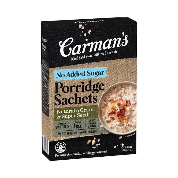 Carman's Natural 5 Grain & Super Seed Gourmet Porridge Sachets 320g