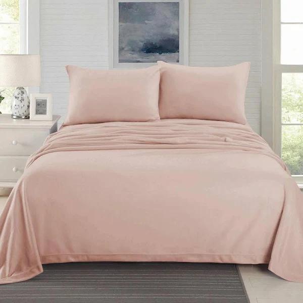 Shangri La Cashmere Touch Micro Flannelette Sheet Set Dusty Pink King