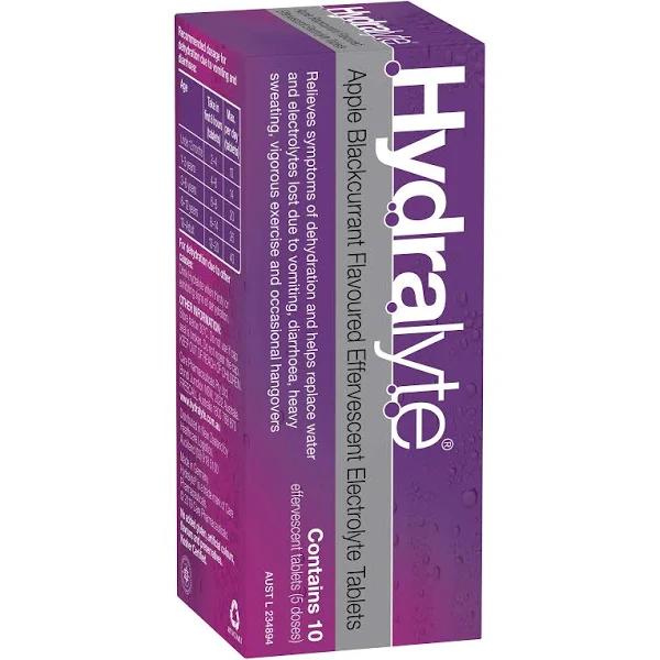 Hydralyte Apple Blackcurrant 10 Effervescent Electrolyte Tablets