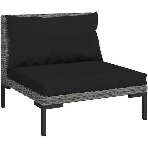 vidaXL 11 Piece Garden Lounge Set with Cushions Poly Rattan Dark Grey