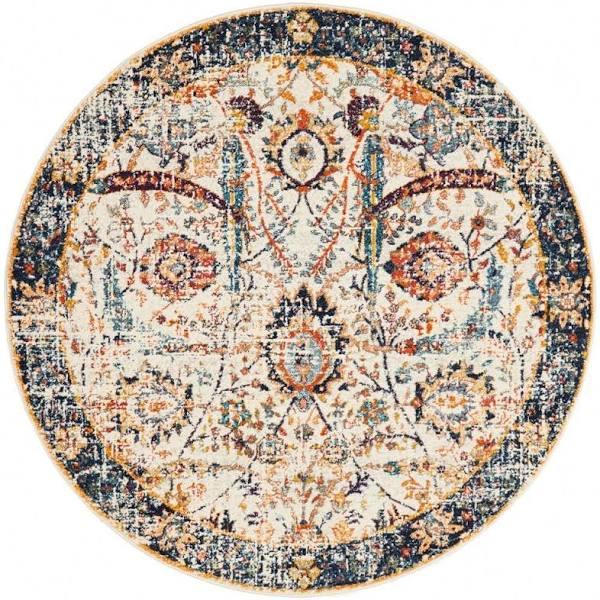 Peacock Ivory Transitional Round Rug - 150X150CM