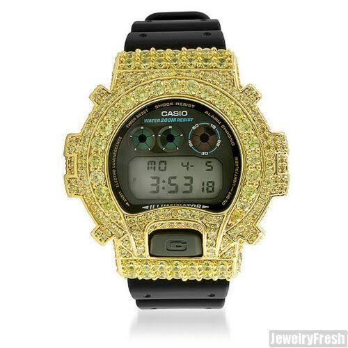 Casio G-Shock Hip Hop Gold Chain Watch with Interchangeable Straps DWE5600HG-1D - Casio Wristwatch