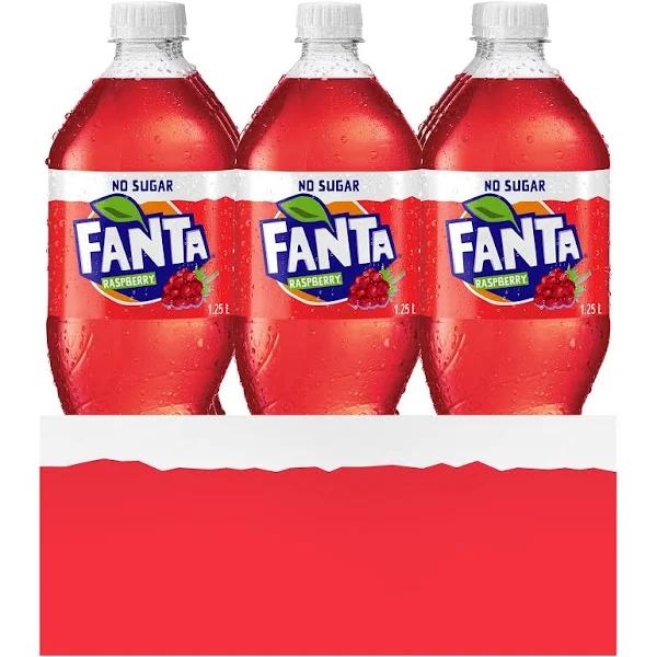 Fanta Raspberry Zero Sugar Soft Drink Multipack Bottles 12 x 1.25L