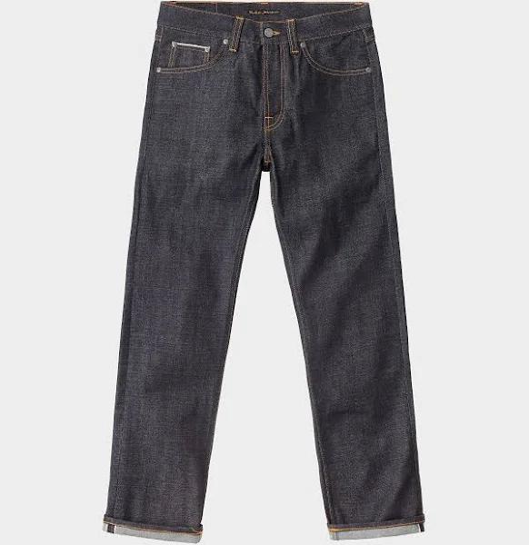 Nudie Jeans Gritty Jackson Snake Eyes Selvage Mid Waist Regular Straight Fit Men's Organic Jeans W30/L32 Sustainable Denim