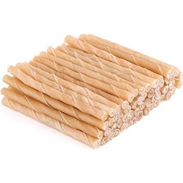 Kazoo Rawhide Natural Twisted Stick Dog Treat 50 Pack