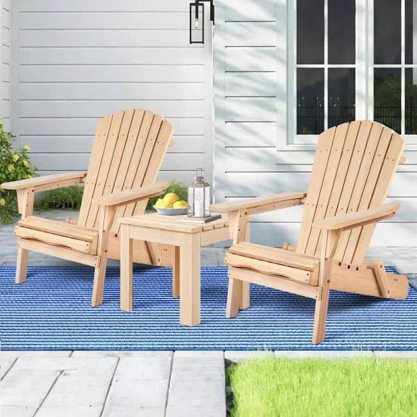 ALFORDSON Adirondack Chairs Table 3pcs Set Wooden Outdoor Furniture Beach Wood