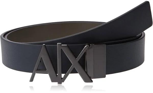 Armani Exchange Logo Leather Belt - Navy 36" Waist