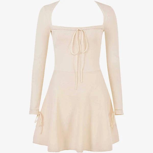 David Jones House of CB Caprice Dress in Cream, Size Large