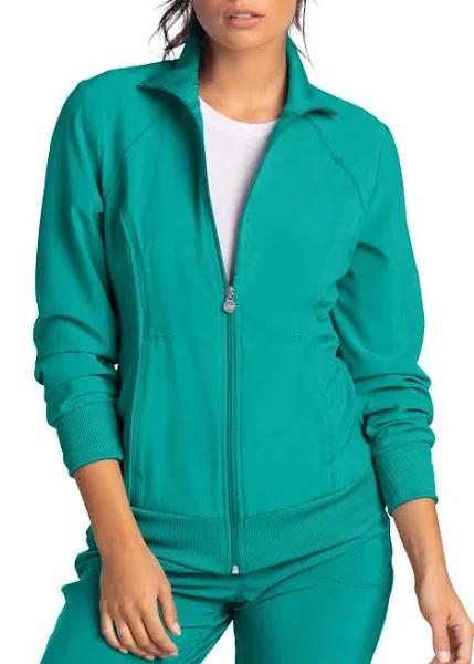 Cherokee 2391a Zip Front Warm-Up Jacket, 95% Poly 5% Spandex , Infinity - Teal Blue, XS