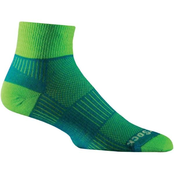 Wrightsock Coolmesh II Quarter Socks Blue/Green L