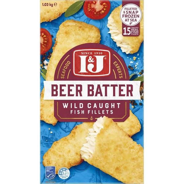 I&J Beer Batter Wild Caught Fish Fillets 1.03kg