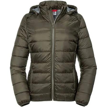 Russell Womens/Ladies Ladies Hooded Nano Jacket Dark Olive M Polyester Womens Padded Jacket