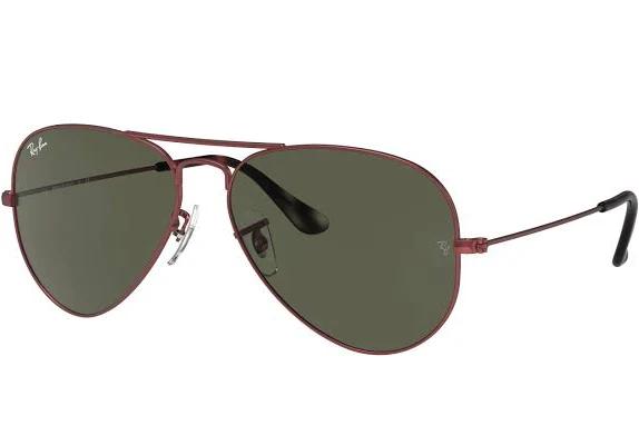 Ray-Ban Aviator Classic RB3025 918831 Red Metal Green Sunglasses