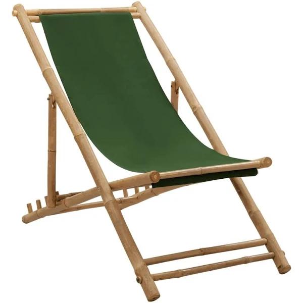 vidaXL - Deck Chair Bamboo and Canvas - Green