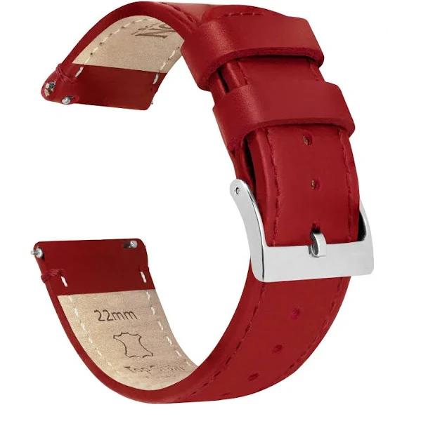 24mm Crimson Red - Barton Quick Release - Top Grain Leather Watch Band Strap