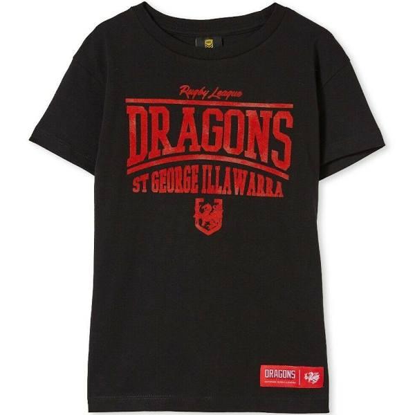 NRL Kids Distressed Flock Tee Shirt - ST George Illawarra Dragons Youth T-Shirt