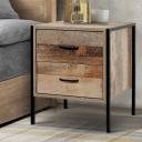 Artiss Bedside Table Drawers - Metal Oak Nightstand