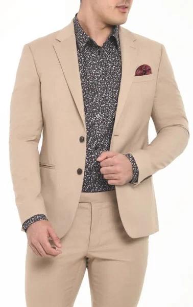 Dobell Camel Slim Fit Suit Jacket