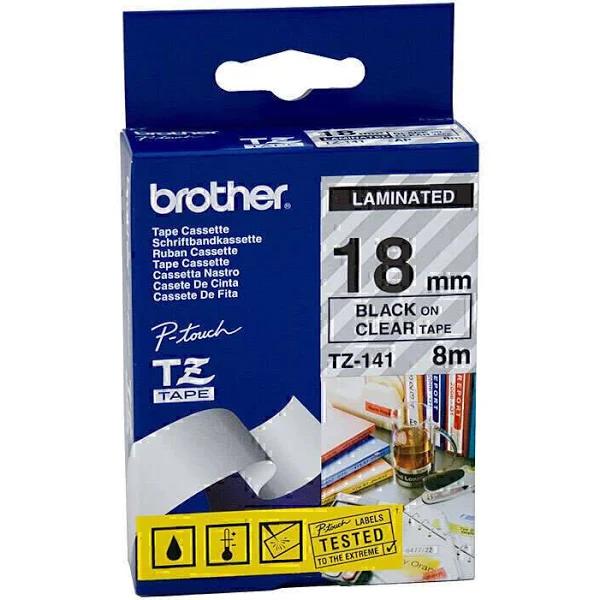 Brother TZe141 Tape - 18mm Black On Clear