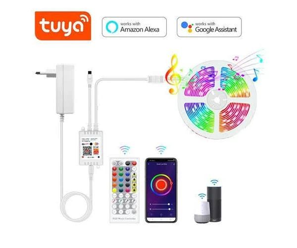 5m Wifi Smart RGB LED Strip Light - Tuya App For Amazon Alexa Google