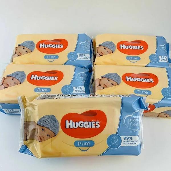 5 X Packs Of Huggies Pure Baby Wipes 56 Pack Made In Uk