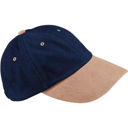 Beechfield Unisex Low Profile Heavy Brushed Cotton Baseball Cap French Navy/Taupe One Size