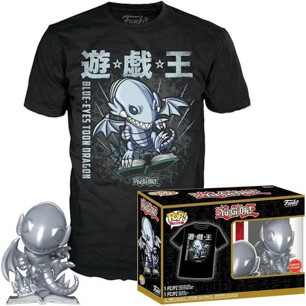 Yu-Gi-Oh - Blue Eyes Toon Dragon Metallic Pop Vinyl Figure & T-Shirt Box Set | Funko