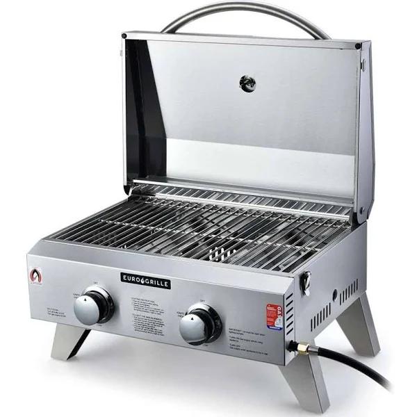 EuroGrille 2 Burner Stainless Steel Portable Gas BBQ Grill