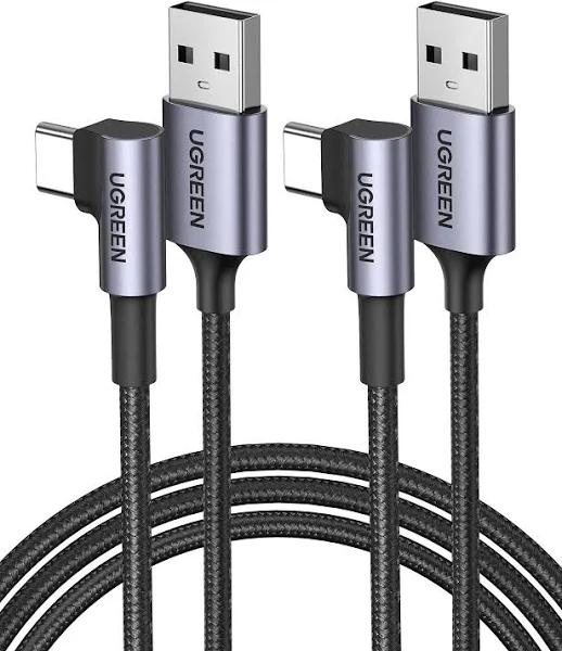 UGREEN USB C Cable Right Angle 90 Degree Fast Charging Cable USB A to Type C Cable Compatible with Galaxy S10/ S10+/ Note 20, LG V50/V60, iPad Mini 6