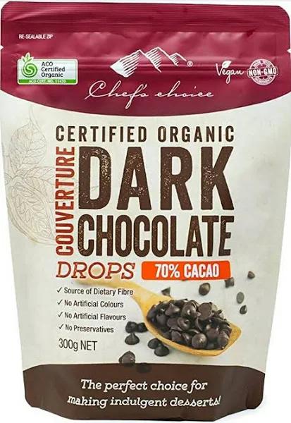 Chef's Choice Organic Dark Chocolate Drops 70% 300g