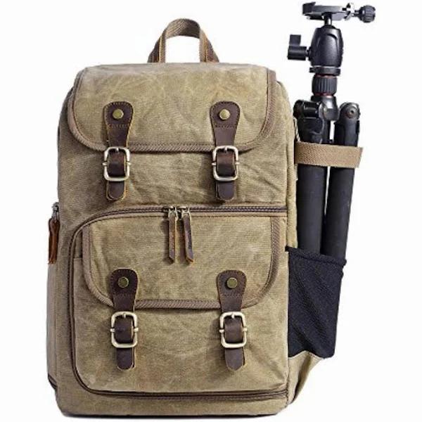 YuanWen Dslr Camera Canvas Backpack Large Capacity Front Open Waterproof Anti-shock SLR/DSLR Camera Rucksack Camera Travel Bag Professional Camera Ba