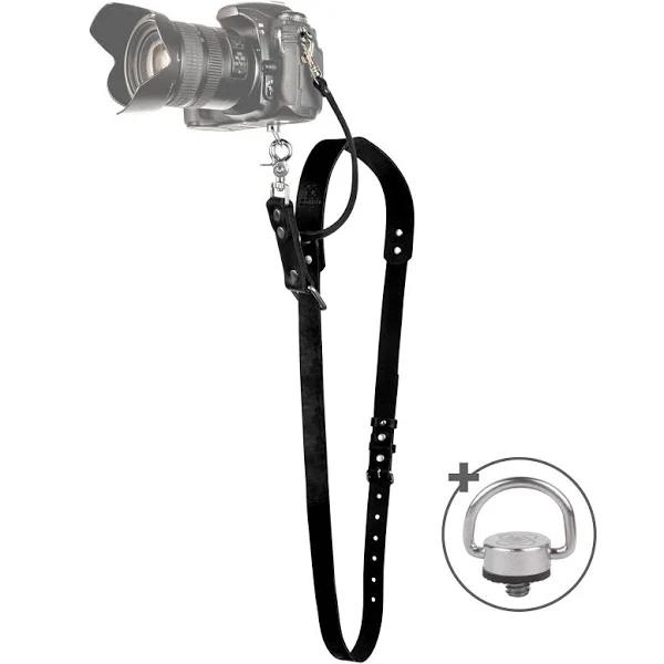 Leather Camera Strap for One Camera - Professional Single Leather Harness Shoulder Strap Quick Release Gear DSLR/SLR