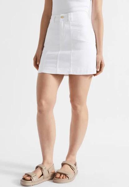 Seed Heritage Denim A Line Panel Mini Skirt in White 10