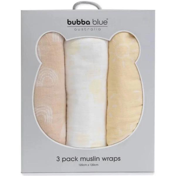 Bubba Blue Nordic 3 Pack Muslin Wrap Vanilla/Latte Bedtime