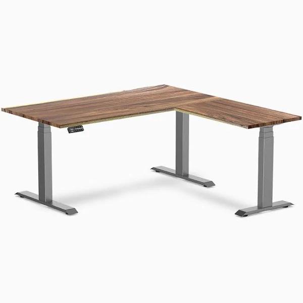 Desky Hardwood L-Shape Sit Stand Desk - Saman 1500x750x1550x500mm