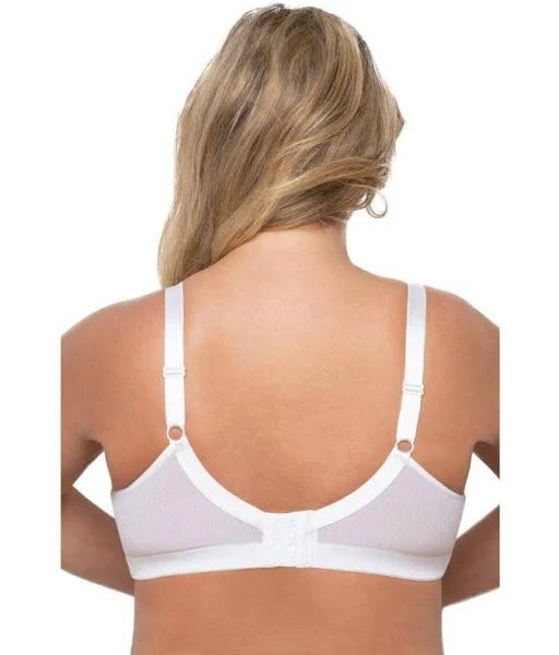 Exquisite Form Fully Soft Cup Wire-Free Bra with Embroidered Mesh - White - 22DD