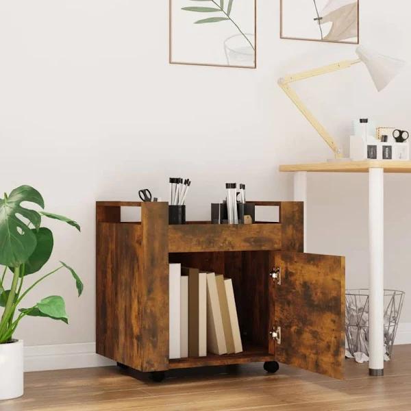 NNEVL Desk Trolley Smoked Oak 60x45x60 cm Engineered Wood