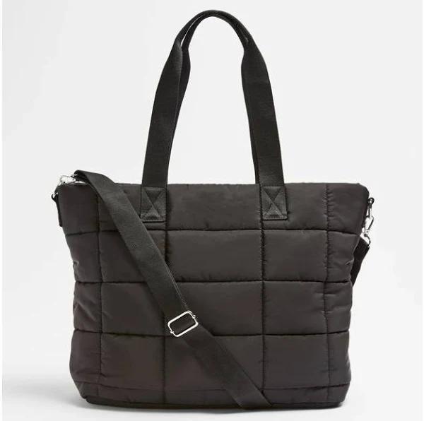 Target Woman Casual Quilted Tote Bag | Black