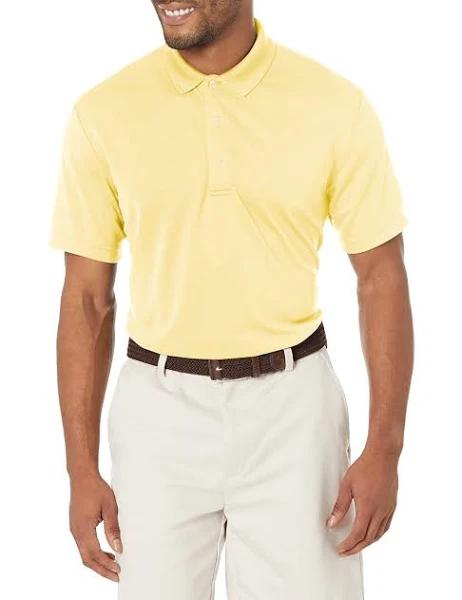 PGA Tour Mens Airflux Solid Mesh Short Sleeve Polo Golf Shirt, Pale BA