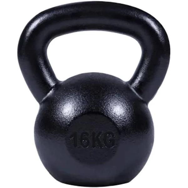 Gorilla Sports Cast Iron Kettlebell - Black 16kg