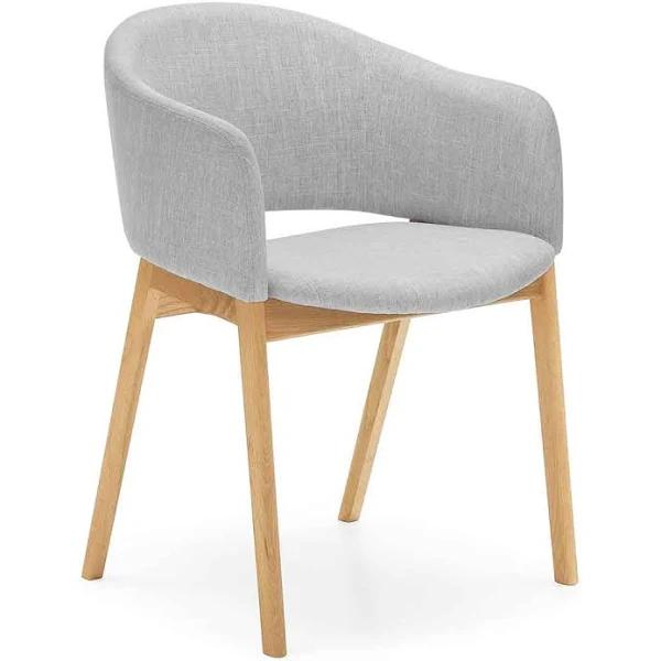 Grey Dining Chair | Fabric & Oak Wooden Dining Chair | ISA: Contemporary Dining Chair by Life Interiors