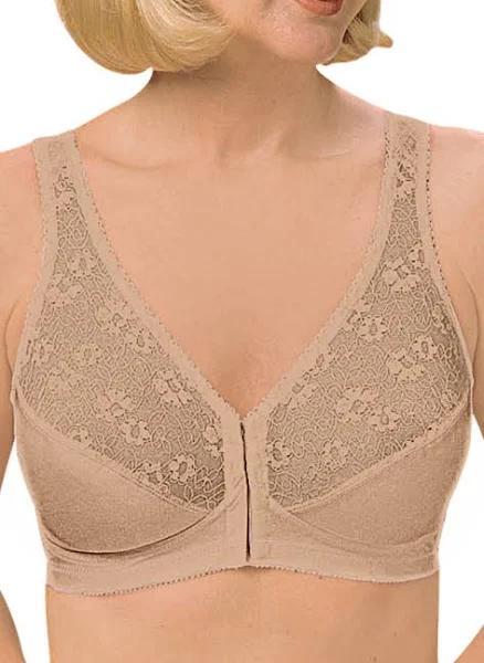 Front Close Wireless Lace Posture Bra, Rose Beige / 18DD by Exquisite Form