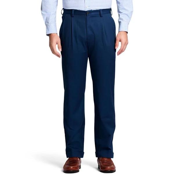 Izod Men's American Chino Pleated Pant, Navy, 31x30