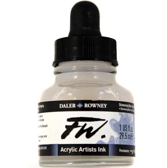 FW Artists' Acrylic Ink 29.5ml Bottle by Daler-Rowney - Shimmering Blue