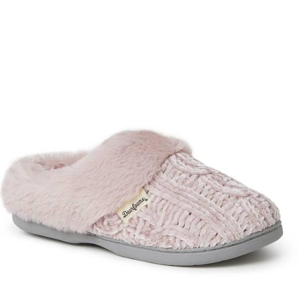 Dearfoams Womens Comfortable Claire Marled Chenille Knit Clog Slippers