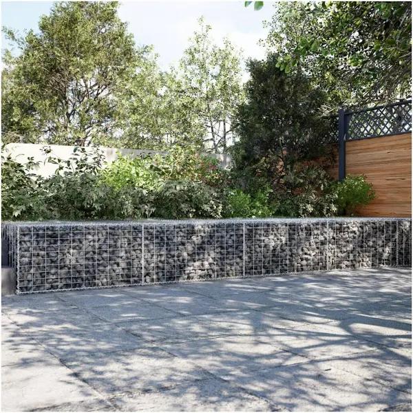 vidaXL Galvanised Iron Gabion Basket with Cover - 1000 x 100 x 50cm