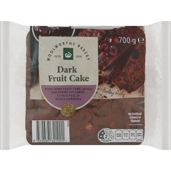 Woolworths Traditional Dark Fruit Cake 700g