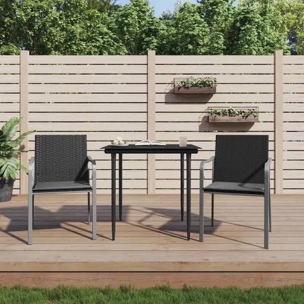 Garden Chairs with Cushions 2 Pcs Black 56x59x84 cm Poly Rattan vidaXL