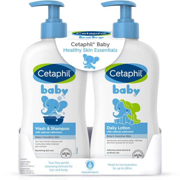 Cetaphil Baby Wash & Shampoo Plus Body Lotion, Healthy Skin