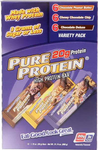 Pure Protein High Bars, Variety Pack - 18 pack, 1.76 oz each